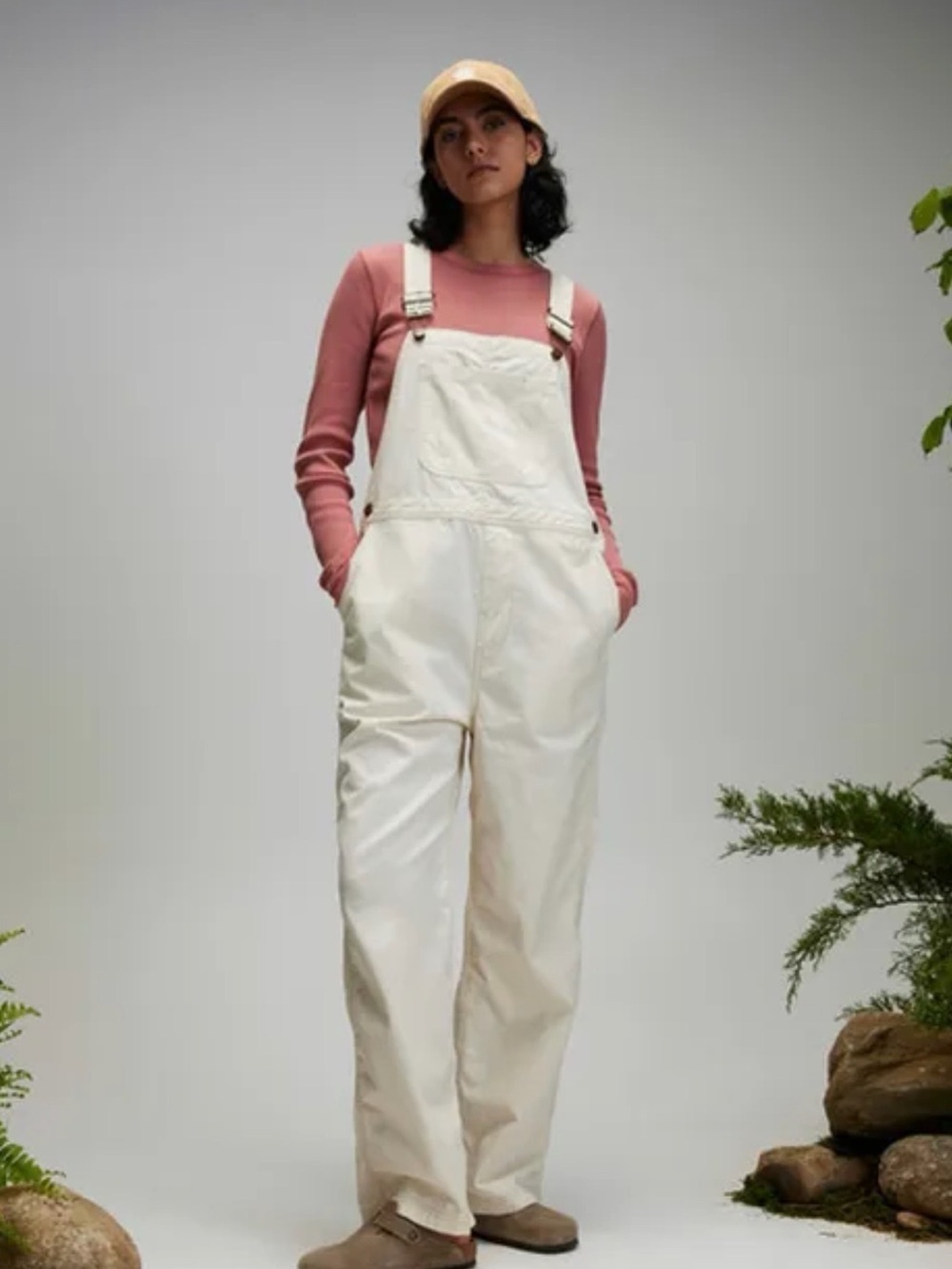 Alpine Design Cream Women's Bib Overalls with Dusty Rose Top
